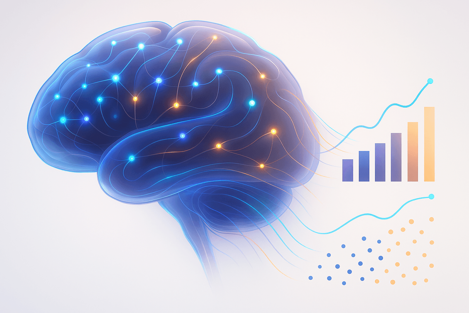 Abstract brain morphing into statistical data visualizations